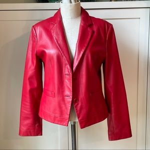 Margaret Godfrey Red Leather Blazer - M